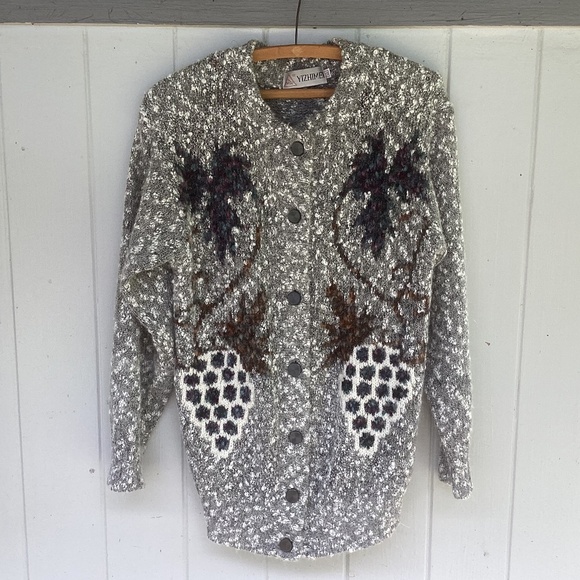Vintage Sweaters - VINTAGE handmade wool blend sweater CARDIGAN